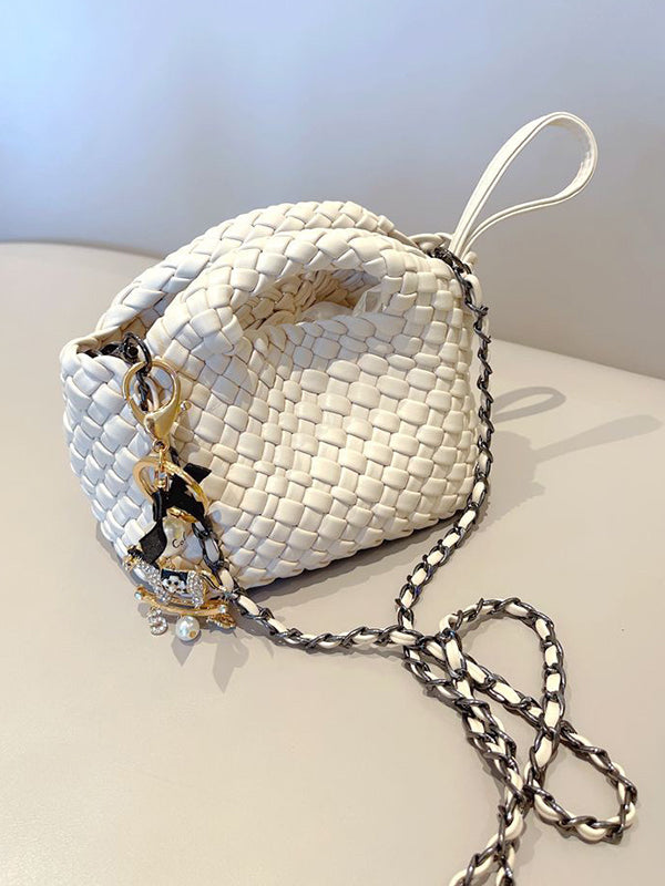 Solid Color Woven Bags Handbags by migunica