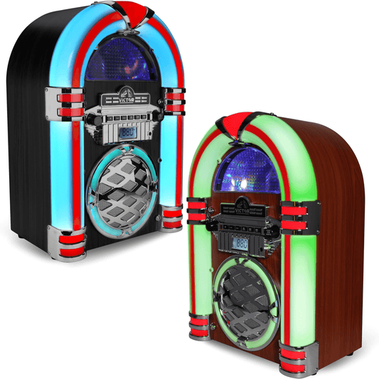 Victor Wilshire Bluetooth Jukebox with Multicolor LED Lighting and FM Radio by Jupiter Gear Home