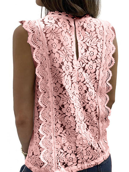 Original Lace Solid Color Loose Vest Top by migunica