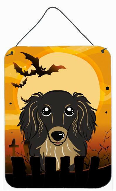 Halloween Longhair Black and Tan Dachshund Wall or Door Hanging Prints BB1771DS1216 by Caroline's Treasures BB