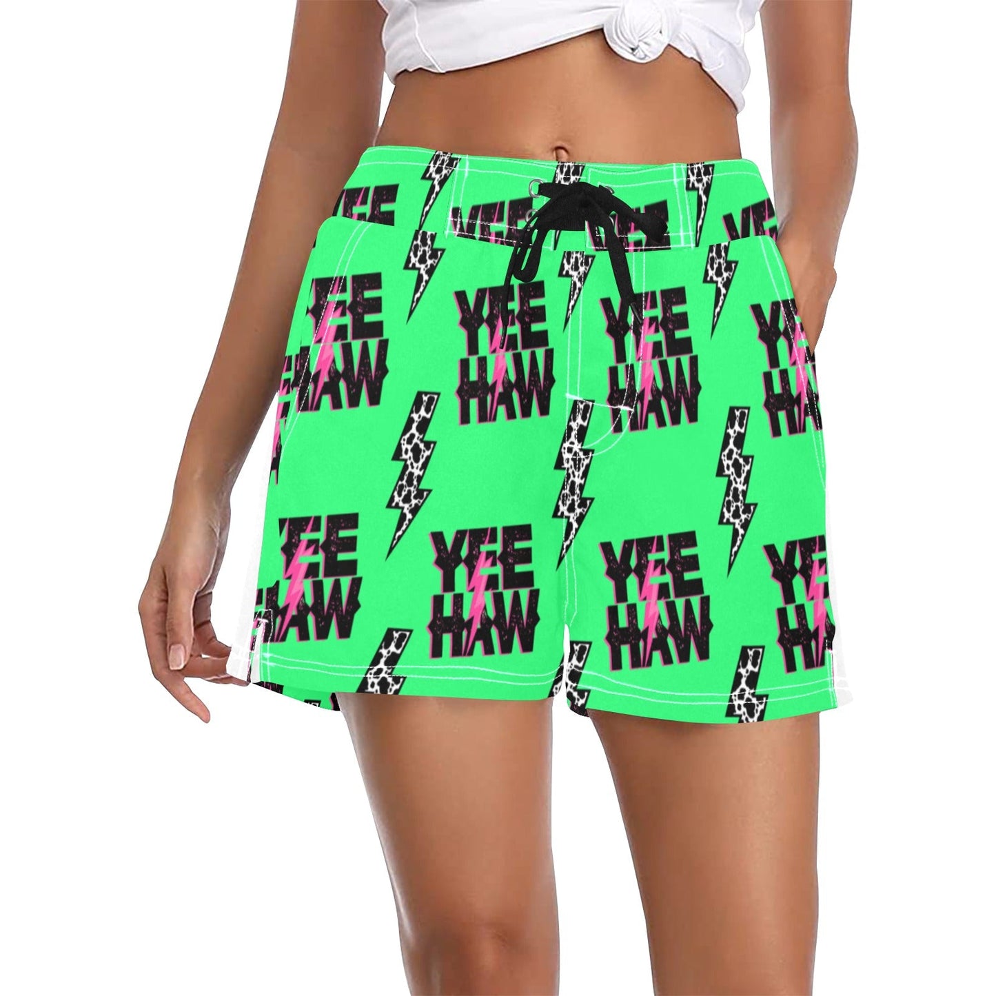 Women's Neon Yeehaw Beach Board Shorts by Baha Ranch Western Wear