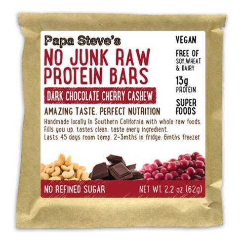 Papa Steve's - 'Dark Chocolate Cherry Cashew' No Junk Raw Protein Bar (2.2OZ) by The Epicurean Trader