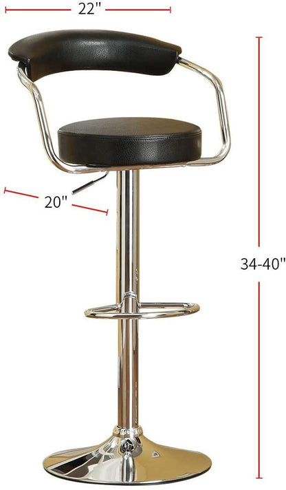 Contemporary Style Black Bar Stool Counter Height Chairs Set of 2 Adjustable Swivel Kitchen Island Stools