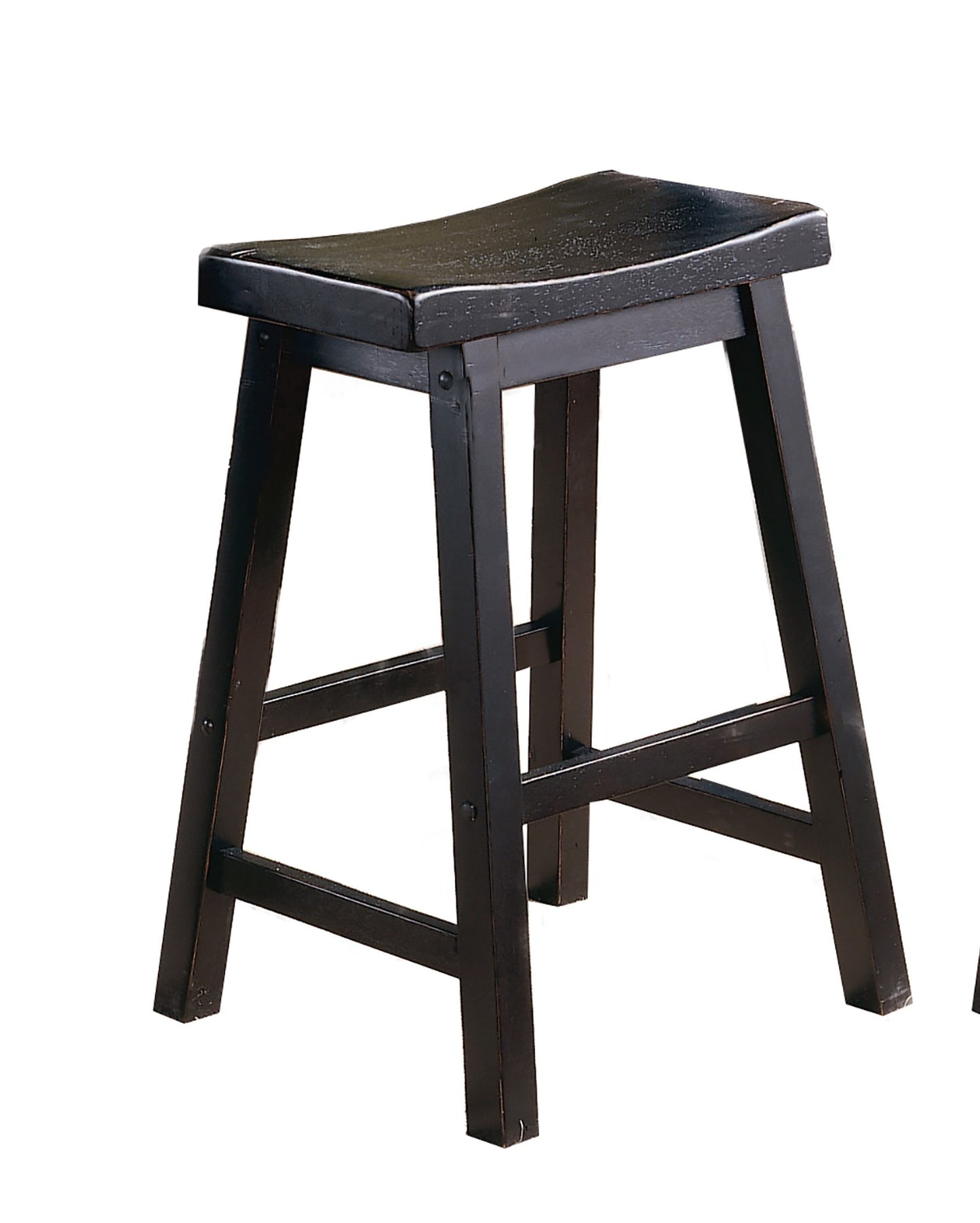 Black Finish 24-inch Counter Height Stools Set of 2pc Saddle Seat Solid Wood Casual Dining Home Furniture