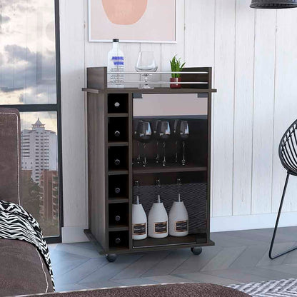 Bar Cart Baltimore, Six Wine Cubbies, Carbon Espresso Finish