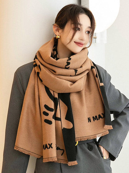 Urban Letter Tasseled Imitated Cashmere Shawl&Scarf by migunica