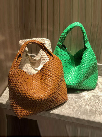 Solid Color Woven Bags Handbags by migunica