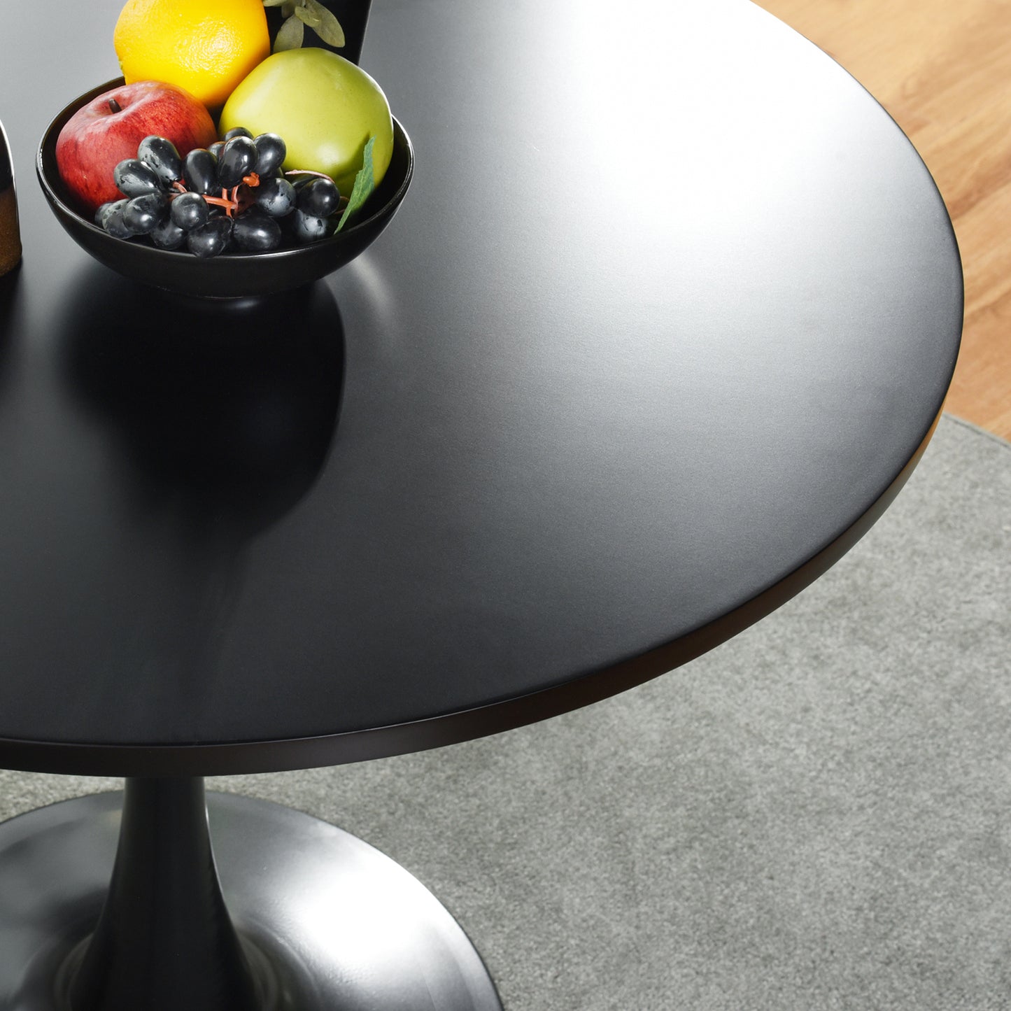 Modern 31.5" Dining Table with Round Top and Pedestal Base in bLack color