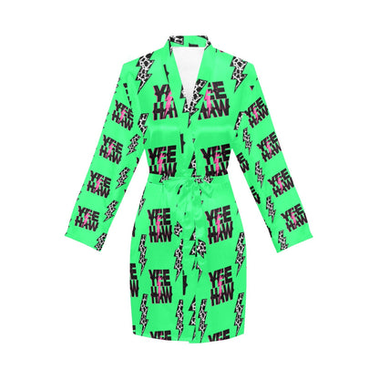 Neon Yeehaw Women's Belted Satin Feel Dressing Lounge Robe by Baha Ranch Western Wear