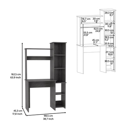 Desk Logan, Five Cubbies, Smokey Oak Finish