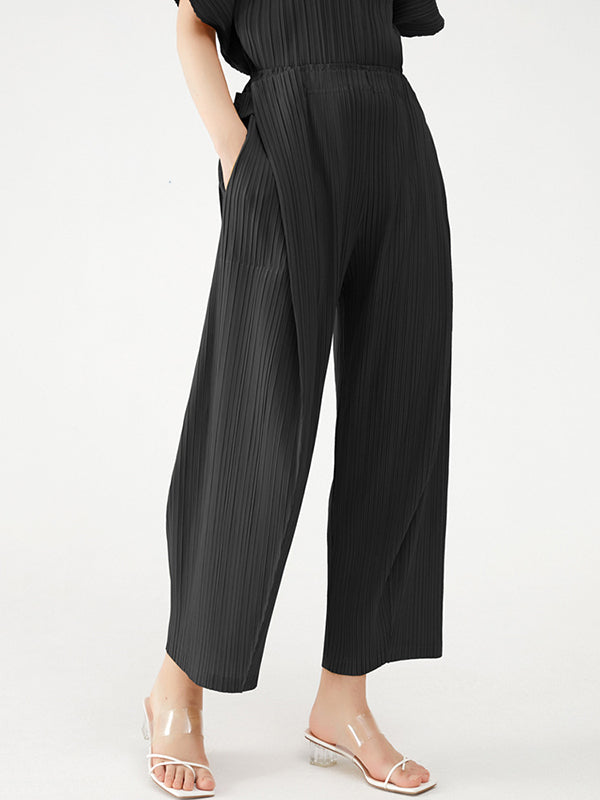 Urban Loose Pleated Wide Leg Elasticity Harem Pants by migunica