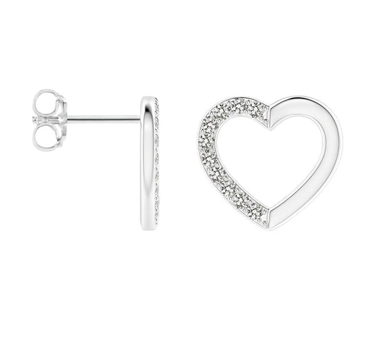 Solid 925 Sterling Silver Pave Heart Studs by Donatello Gian