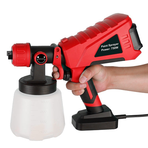 750W Electric Paint Sprayer Handheld HVLP Spray Painter Painting Spray Gun For Fences Brick Walls w/ 3 Spray Patterns 1000ML Detachable Cup - Red by VYSN