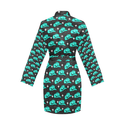 Turquoise cowgirl Hat Women's Belted Satin Feel Dressing Lounge Robe by Baha Ranch Western Wear