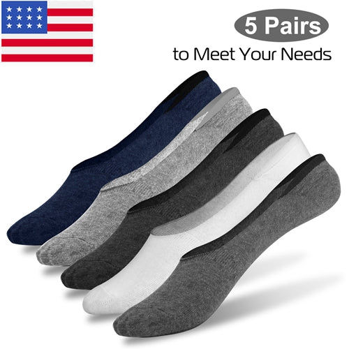 No Show Socks 5 Pairs Breathable Boat Socks Non-slip Low Cut Invisible Socks - Multi by VYSN