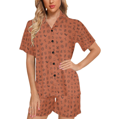 Mini Rust Cattle Brands Women's Western Pajama Set by Baha Ranch Western Wear