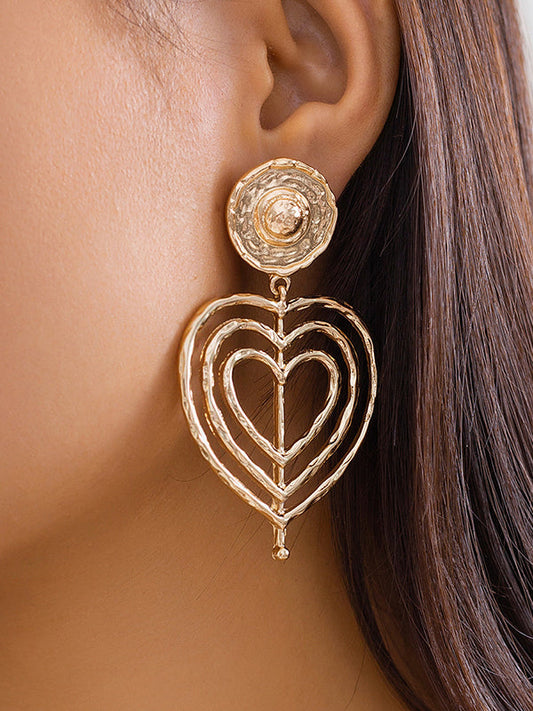 Normcore Geometric Heart Shape Hollow Solid Color Drop Earrings by migunica