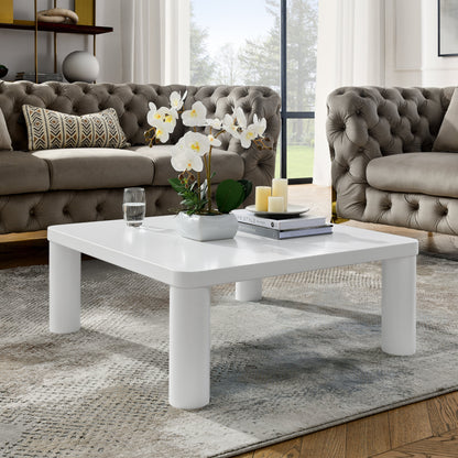 Modern Minimalist Cream White Coffee Table by Blak Hom