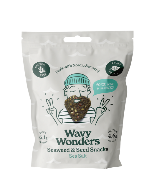 Wavy Wonders Seaweed & Super-Seed Snacks. Sea Salt Bags - 14 Bags by Farm2Me