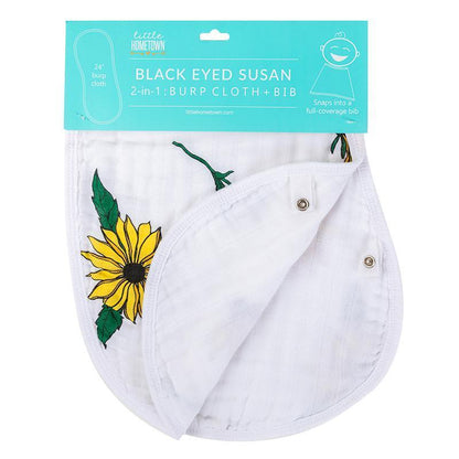 Baby Burp Cloth & Bib Combo:  Black-Eyed Susan by Little Hometown