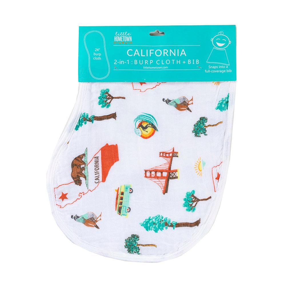 Baby Burp Cloth & Bib Combo: California Baby by Little Hometown