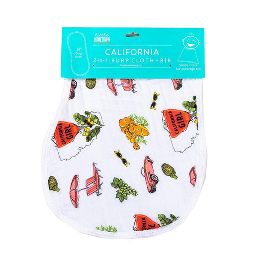 Baby Burp Cloth & Bib Combo: California Girl by Little Hometown