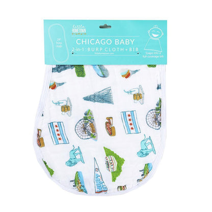 Baby Burp Cloth & Bib Combo: Chicago Baby by Little Hometown