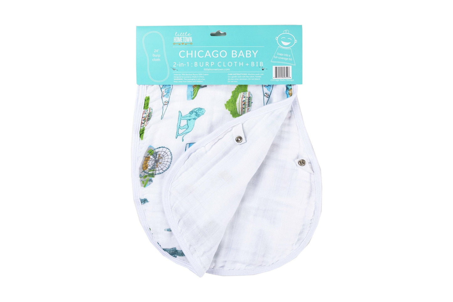 Baby Burp Cloth & Bib Combo: Chicago Baby by Little Hometown