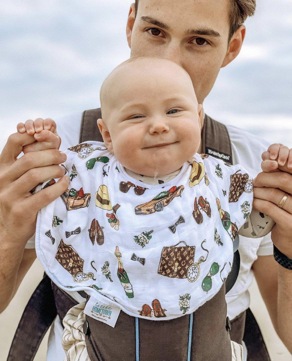 Baby Burp Cloth & Bib Combo: Dapper Napper by Little Hometown