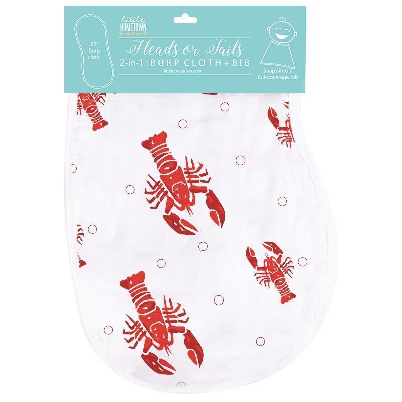 Baby Burp Cloth & Bib Combo Heads Tails Crawfish Lobster by Little Hometown