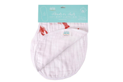 Baby Burp Cloth & Bib Combo Heads Tails Crawfish Lobster by Little Hometown