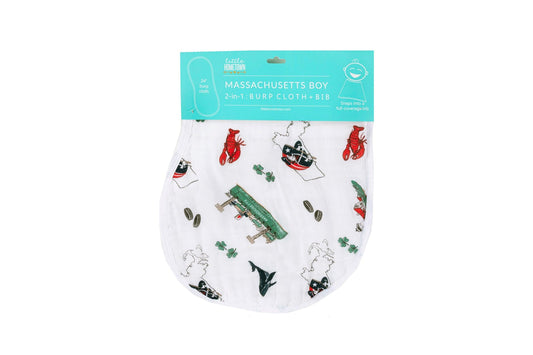 Baby Burp Cloth & Bib Combo: Massachusetts Baby by Little Hometown