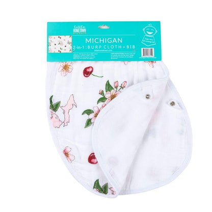 Baby Burp Cloth & Bib Combo: Michigan Baby (Floral) by Little Hometown