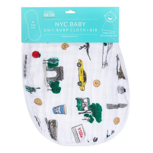 Baby Burp Cloth & Bib Combo:  New York City Baby by Little Hometown