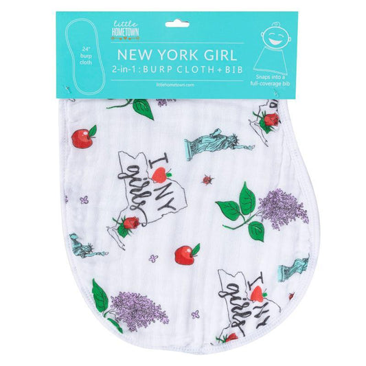 Baby Burp Cloth & Bib Combo:  New York Girl by Little Hometown