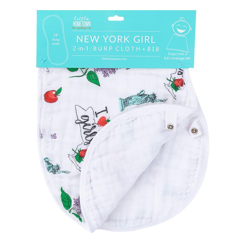 Baby Burp Cloth & Bib Combo:  New York Girl by Little Hometown