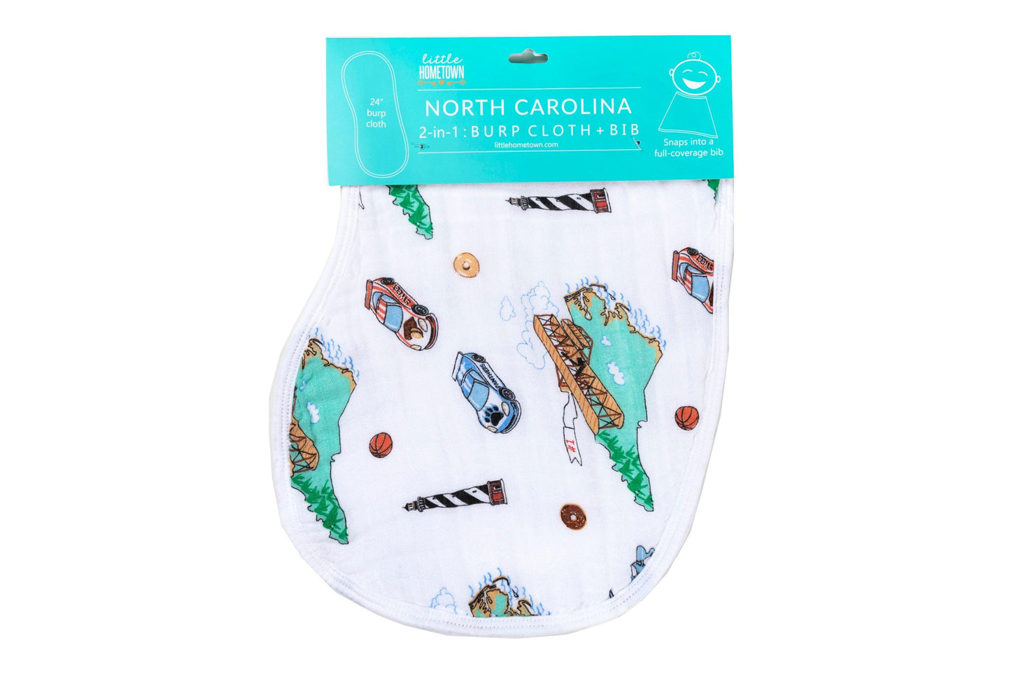 Baby Burp Cloth & Bib Combo: North Carolina Baby by Little Hometown