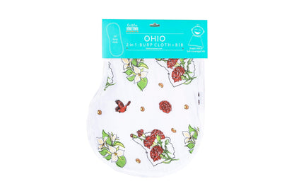 Baby Burp Cloth & Bib Combo Ohio Baby (Floral) by Little Hometown