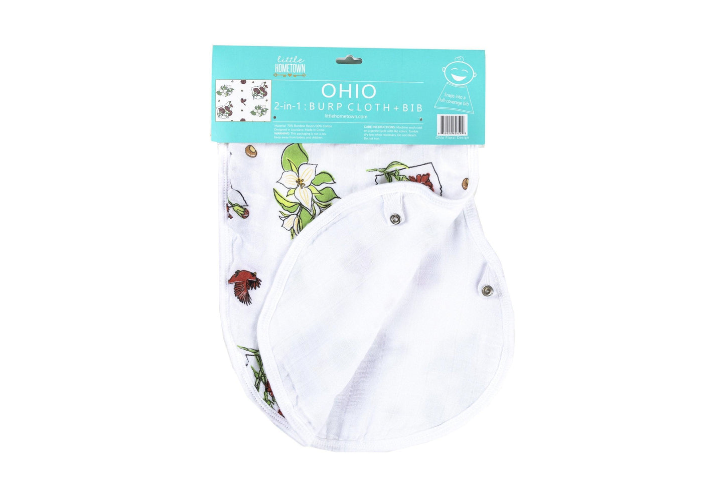 Baby Burp Cloth & Bib Combo Ohio Baby (Floral) by Little Hometown