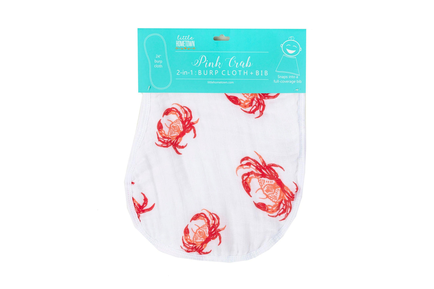 Baby Burp Cloth & Bib Combo: Pink Crab by Little Hometown