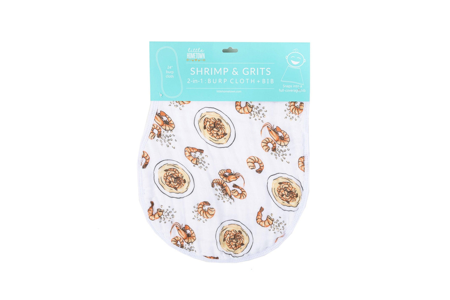 Baby Burp Cloth & Bib Combo (Shrimp and Grits) by Little Hometown