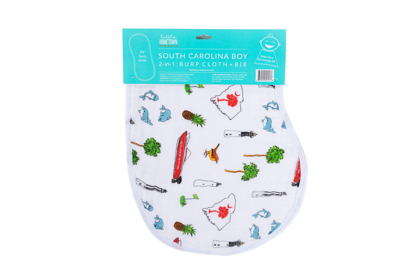 Baby Burp Cloth & Bib Combo: South Carolina Boy by Little Hometown