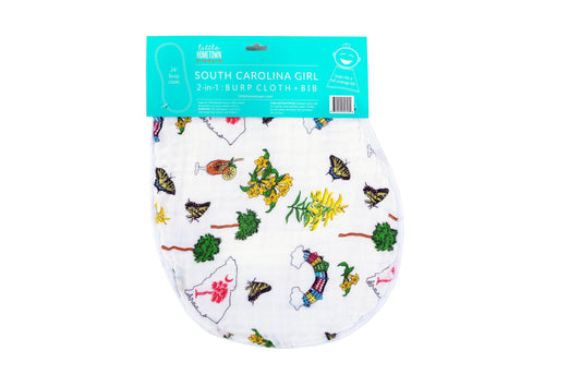 Baby Burp Cloth & Bib Combo: South Carolina Girl by Little Hometown