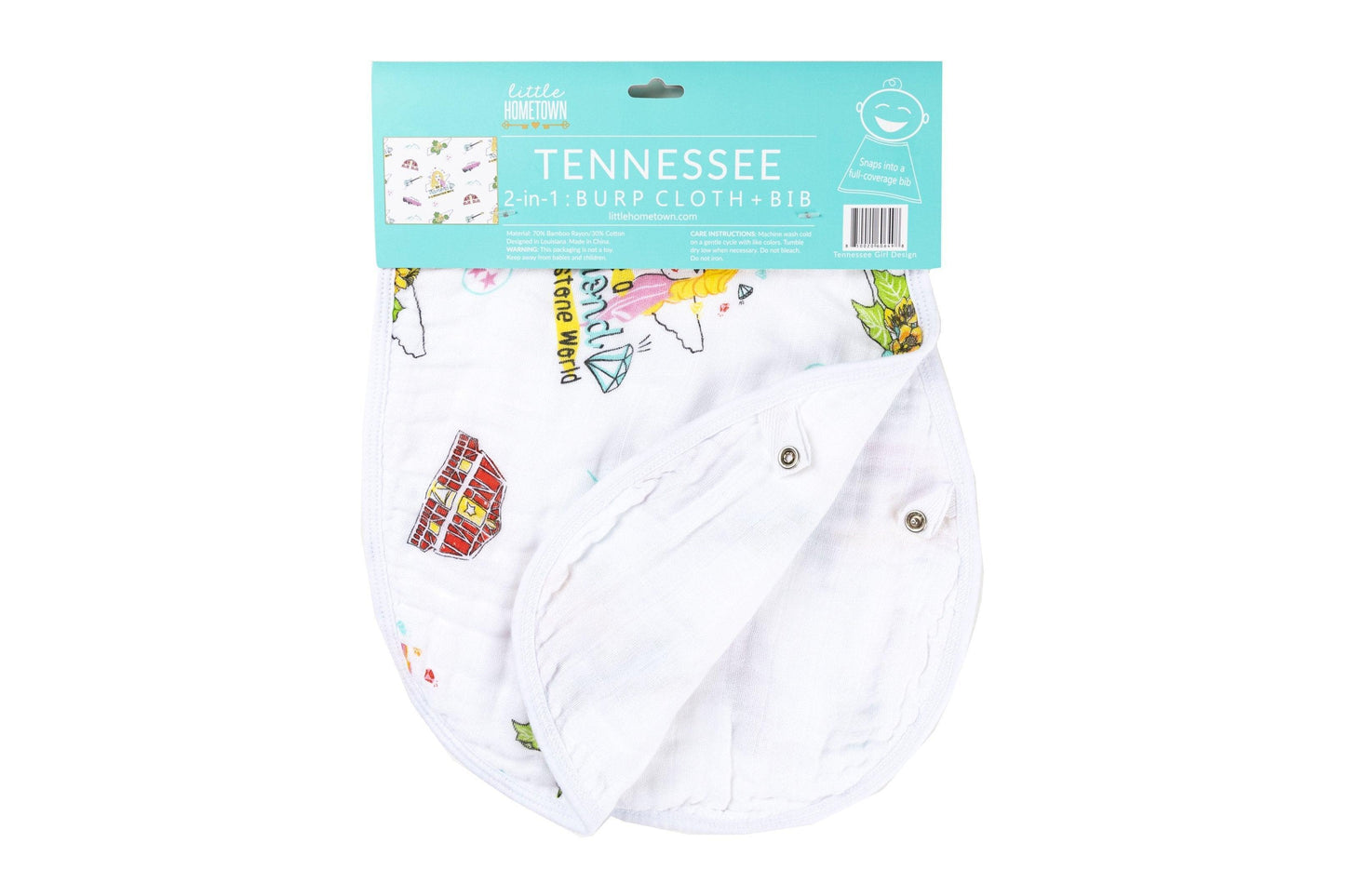 Baby Burp Cloth & Bib Combo:  Tennessee Baby (Floral) by Little Hometown