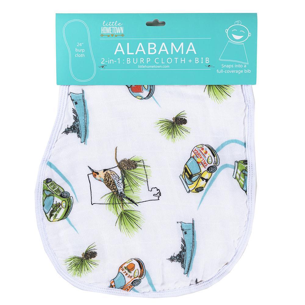 Baby Burp Cloth and Wraparound Bib (Alabama Baby) by Little Hometown