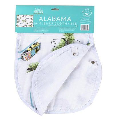 Baby Burp Cloth and Wraparound Bib (Alabama Baby) by Little Hometown