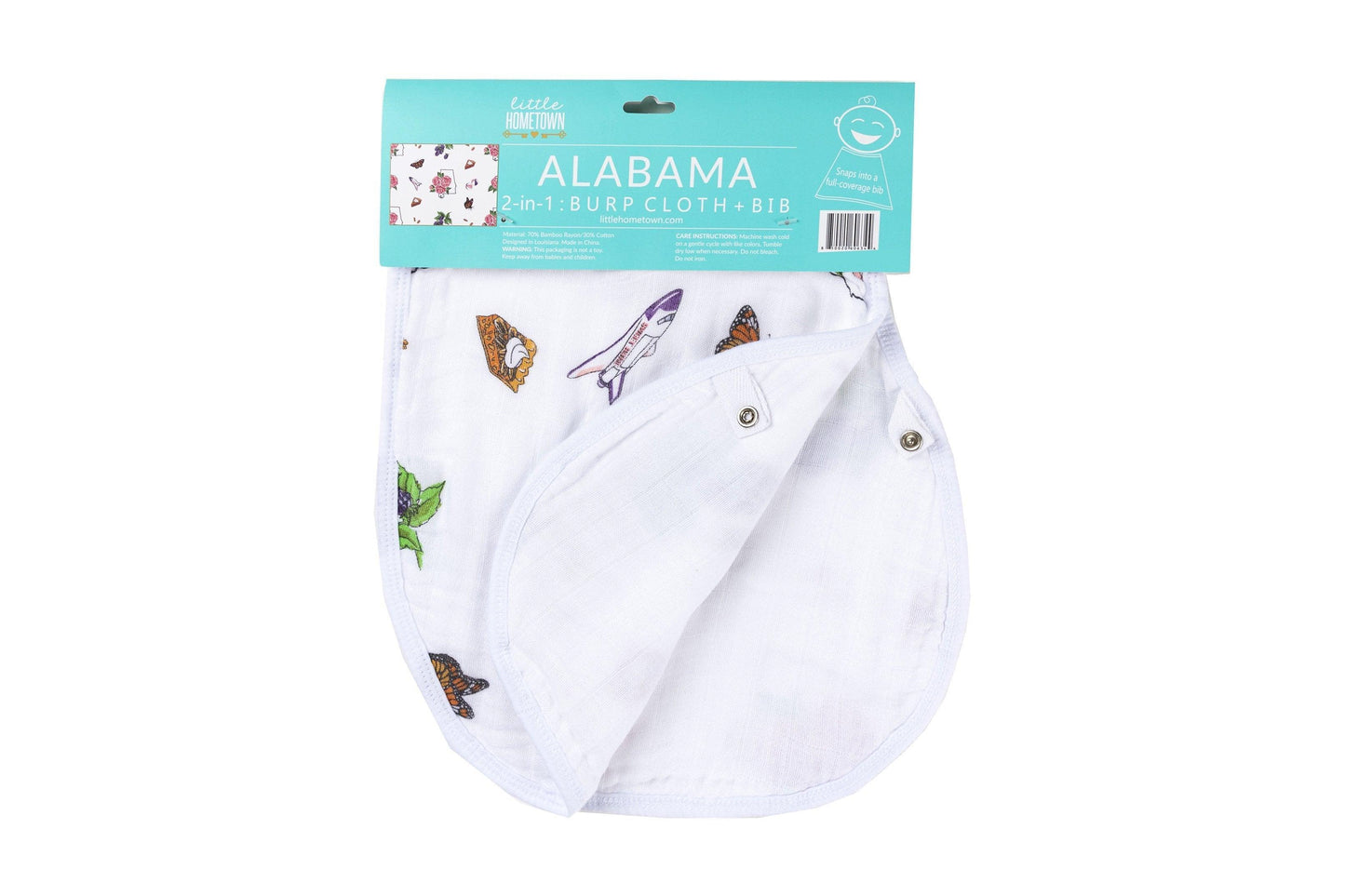 Baby Burp Cloth and Wraparound Bib (Alabama Floral) by Little Hometown