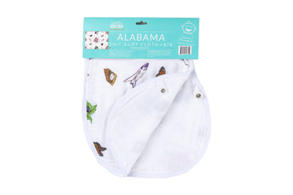 Baby Burp Cloth and Wraparound Bib (Alabama Floral) by Little Hometown