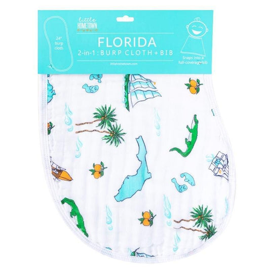 Baby Burp Cloth and Wraparound Bib Florida Baby by Little Hometown