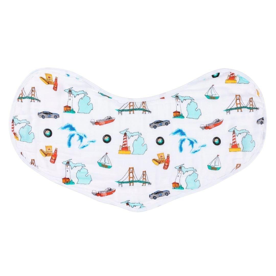 Baby Burp Cloth and Wraparound Bib (Michigan Baby) by Little Hometown